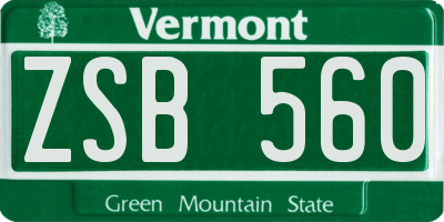 VT license plate ZSB560