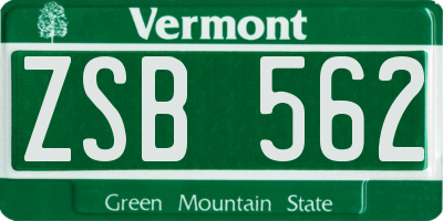 VT license plate ZSB562