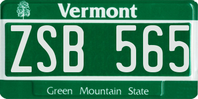 VT license plate ZSB565