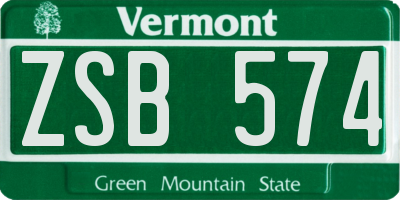 VT license plate ZSB574