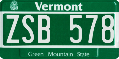 VT license plate ZSB578