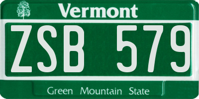 VT license plate ZSB579
