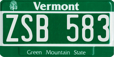 VT license plate ZSB583