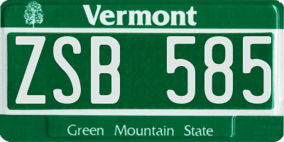 VT license plate ZSB585