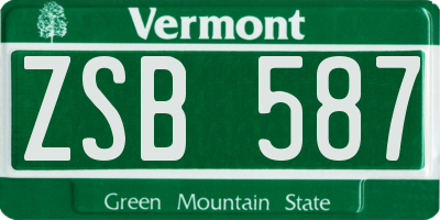 VT license plate ZSB587