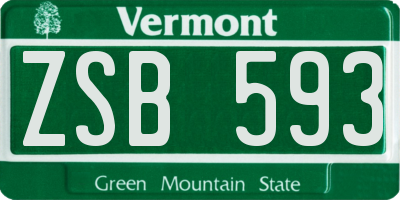 VT license plate ZSB593