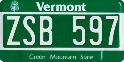 VT license plate ZSB597