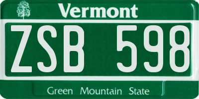 VT license plate ZSB598