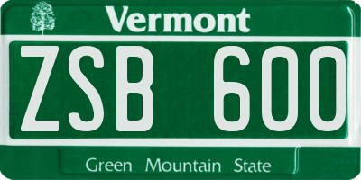 VT license plate ZSB600