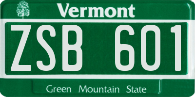 VT license plate ZSB601