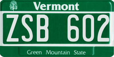VT license plate ZSB602