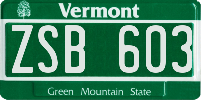 VT license plate ZSB603