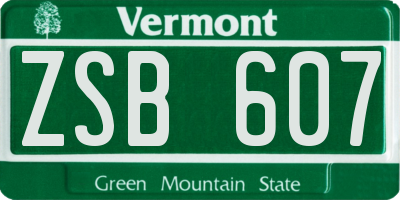 VT license plate ZSB607