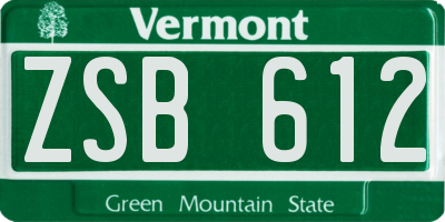 VT license plate ZSB612