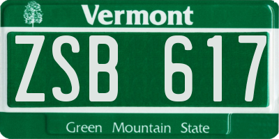 VT license plate ZSB617