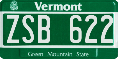 VT license plate ZSB622
