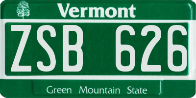VT license plate ZSB626