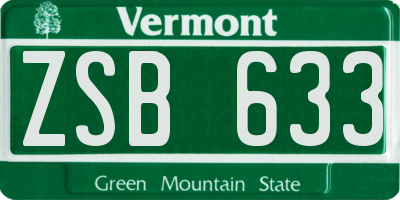 VT license plate ZSB633