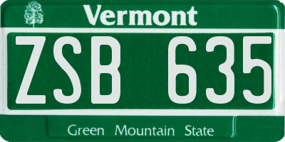 VT license plate ZSB635