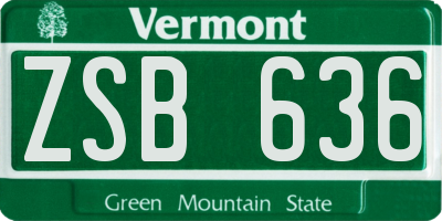 VT license plate ZSB636