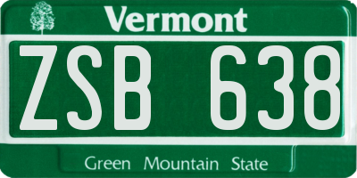 VT license plate ZSB638