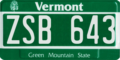 VT license plate ZSB643