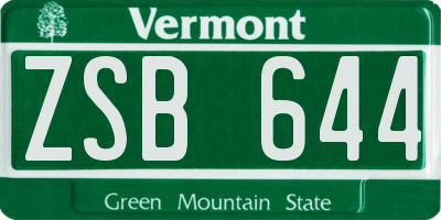 VT license plate ZSB644