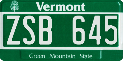 VT license plate ZSB645