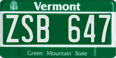 VT license plate ZSB647