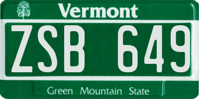 VT license plate ZSB649