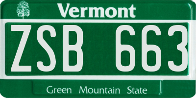 VT license plate ZSB663