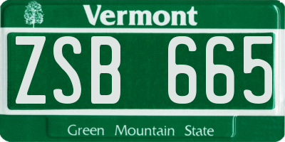 VT license plate ZSB665