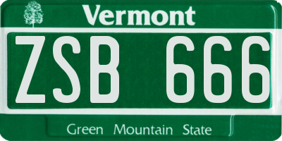 VT license plate ZSB666