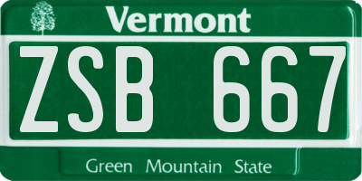 VT license plate ZSB667