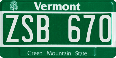 VT license plate ZSB670