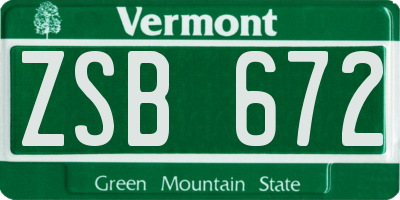 VT license plate ZSB672