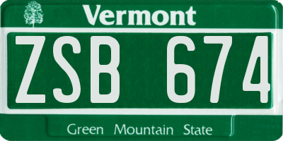 VT license plate ZSB674