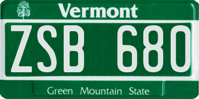 VT license plate ZSB680