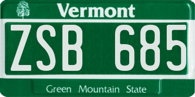 VT license plate ZSB685