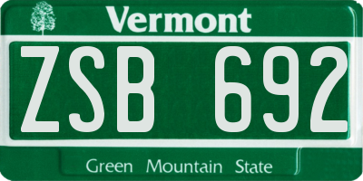 VT license plate ZSB692