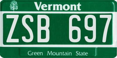 VT license plate ZSB697