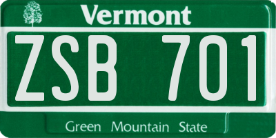 VT license plate ZSB701
