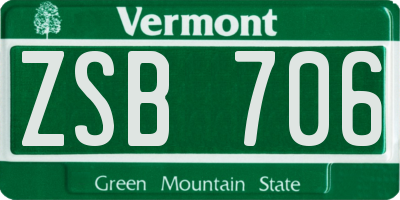 VT license plate ZSB706
