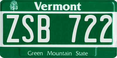 VT license plate ZSB722