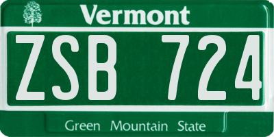 VT license plate ZSB724