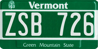 VT license plate ZSB726
