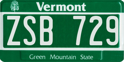 VT license plate ZSB729