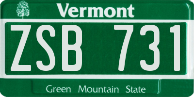 VT license plate ZSB731