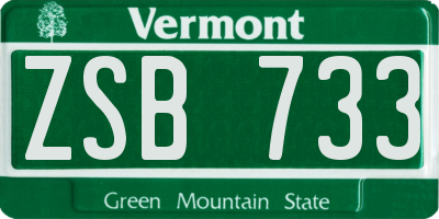 VT license plate ZSB733