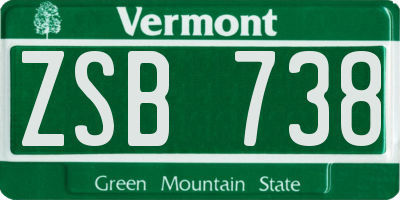 VT license plate ZSB738